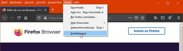 Firefox: Einstellungen aufrufen