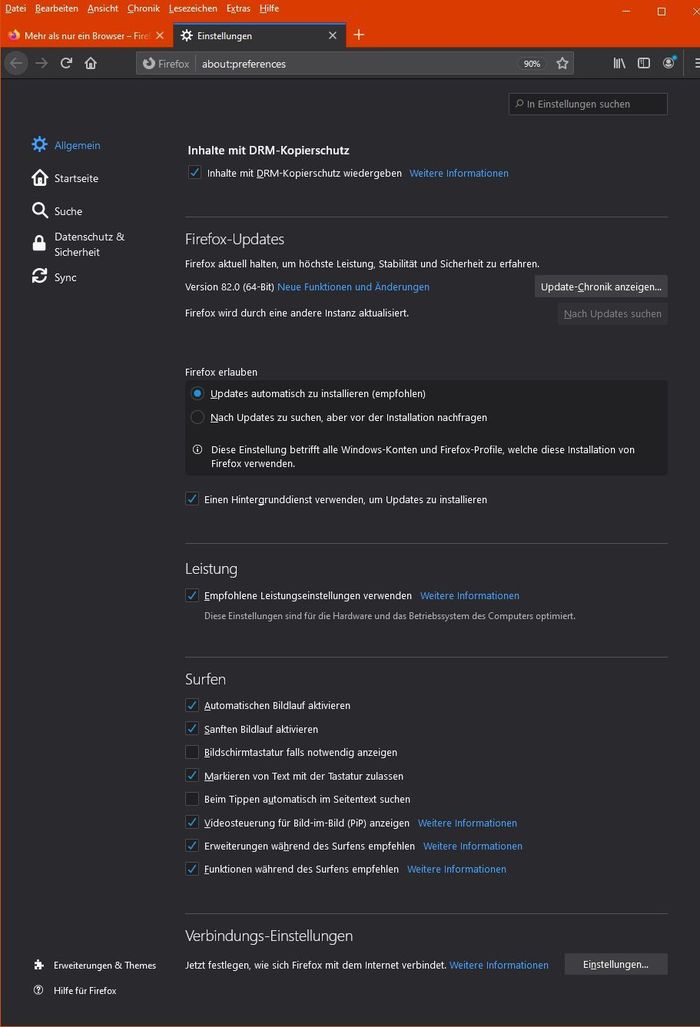 Firefox: Einstellungen