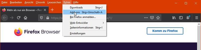 Firefox: Erweiterungen