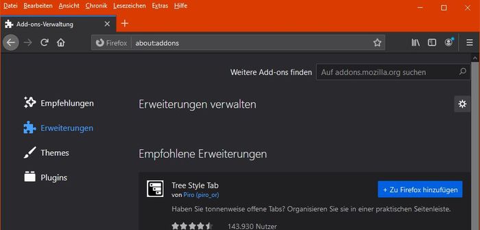 Firefox: Erweiterungen