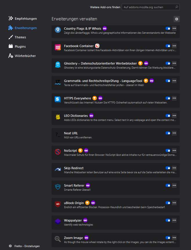 Firefox: Erweiterungen