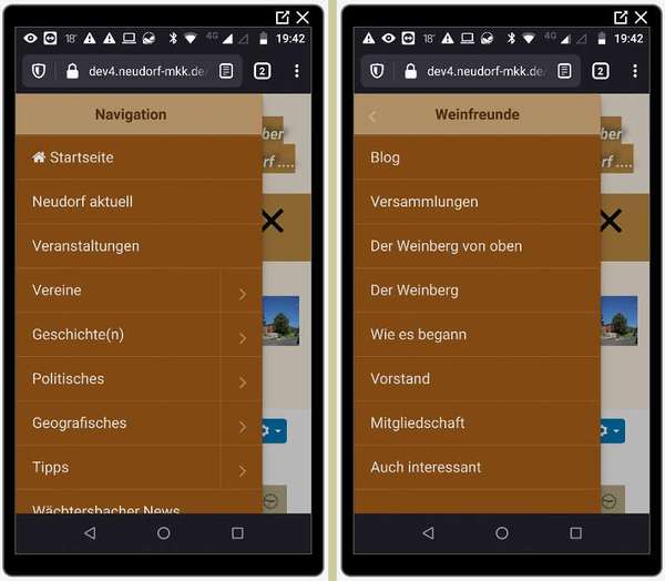 Die neue Mobilnavigation in Neudorf-MKK.de, Version 4