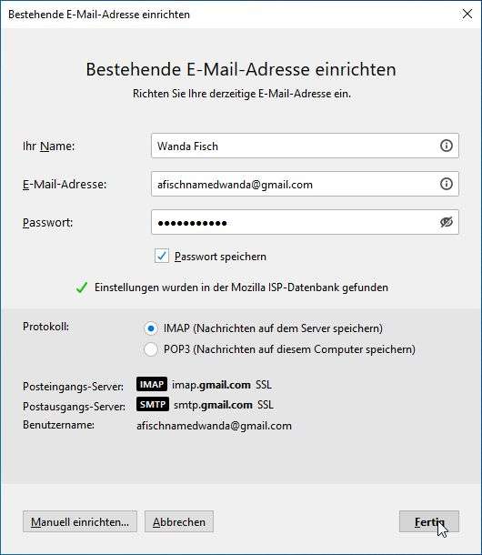 Thunderbird: Google-Mail-Account einrichten