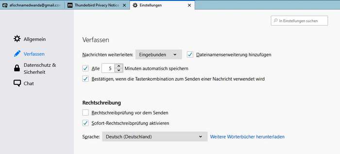 Thunderbird: Deutsch als Sprache einstellen