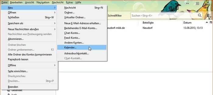 Thunderbird: Neuen Kalender erstellen