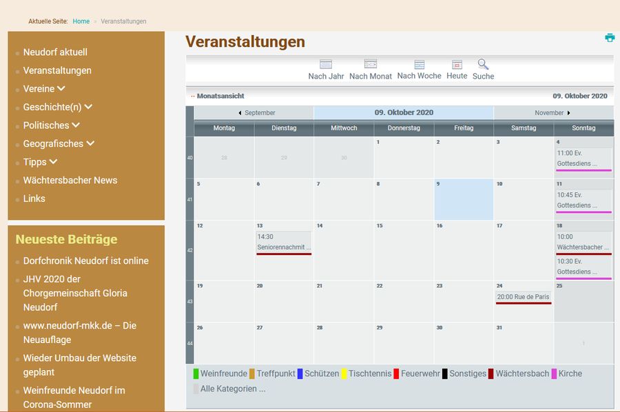 Veranstaltungskalender - Monatsansicht