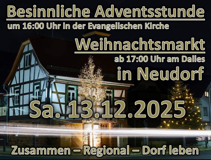 Neudorfer Weihnachtsmarkt am 13.12.2025 Neudorfer Weihnachtsmarkt am 13.12.2025