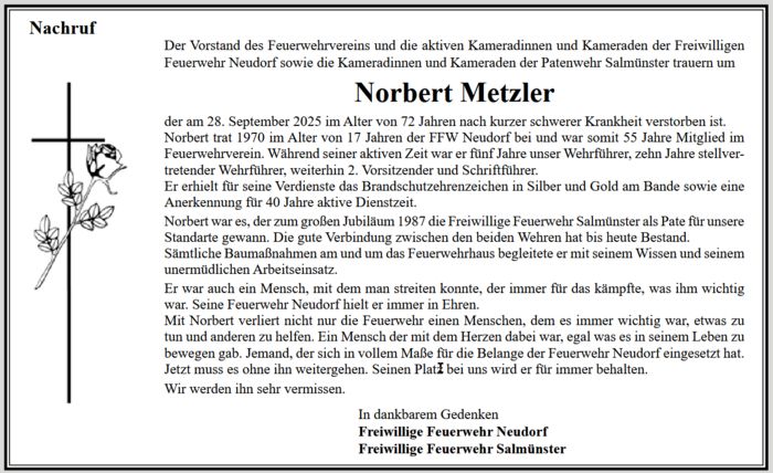 Traueranzeige Norbert Metzler Traueranzeige Norbert Metzler
