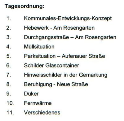 Ortsbeiratssitzung am 09.07.2026  -  Tagesordnung