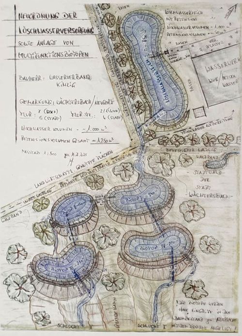 Freiflächengestaltungsplan von Löschteich und Biotopen