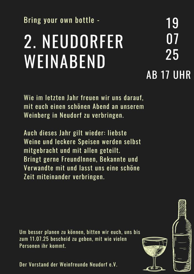 Einladung zum 2. Neudorfer Weinabend 